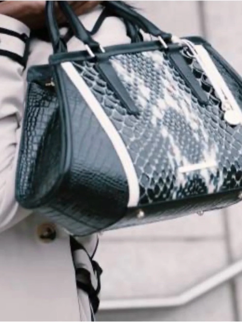 Brahmin Arden Satchel and matching wallet Black and Ivory Carlisle